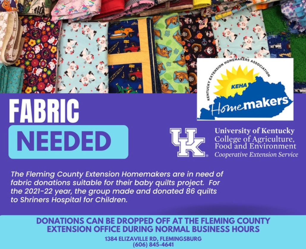 Fabric Donations Needed flyer- Oct 2022