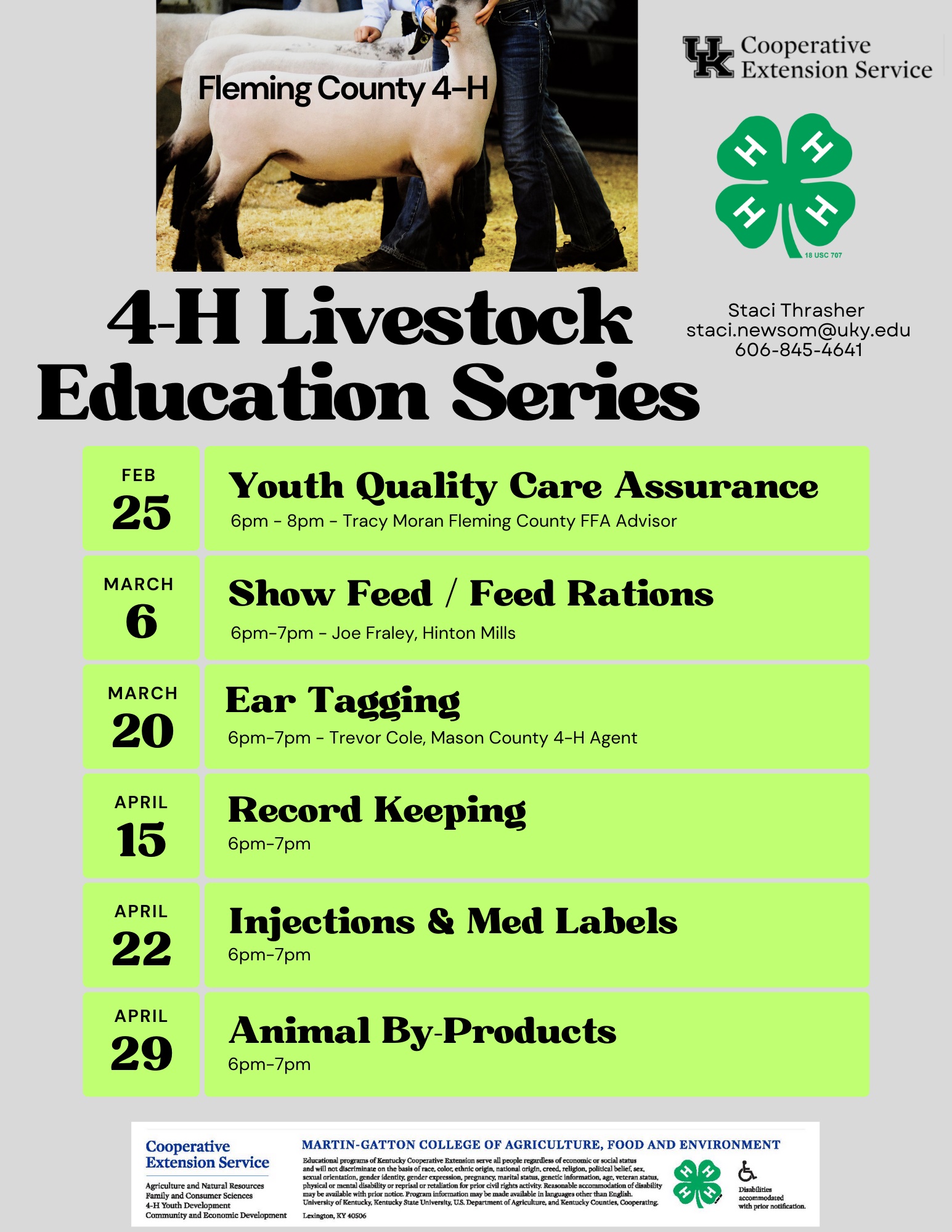 2025 4-H Livestock Education Series flyer