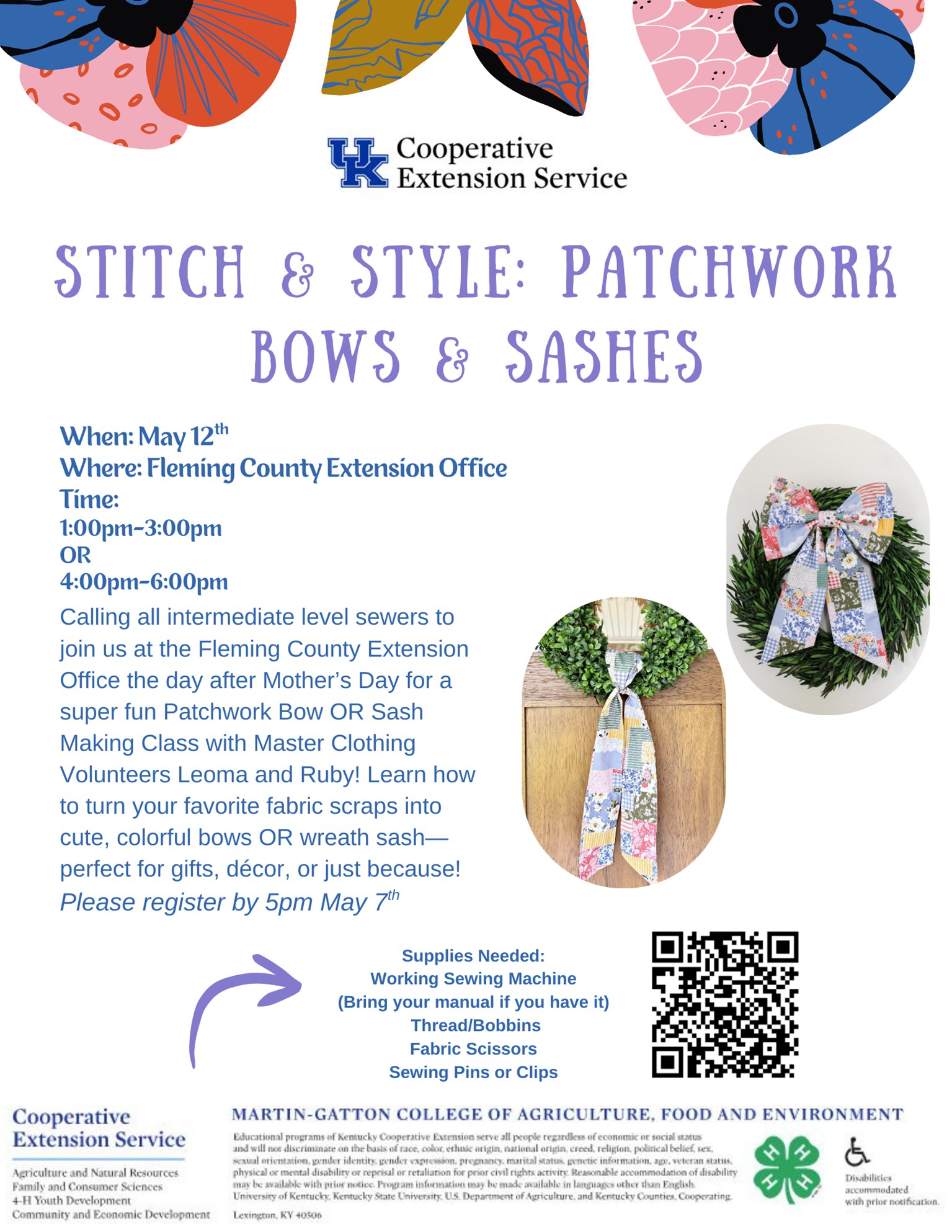 Patchwork Bow-Making Workshop flyer png