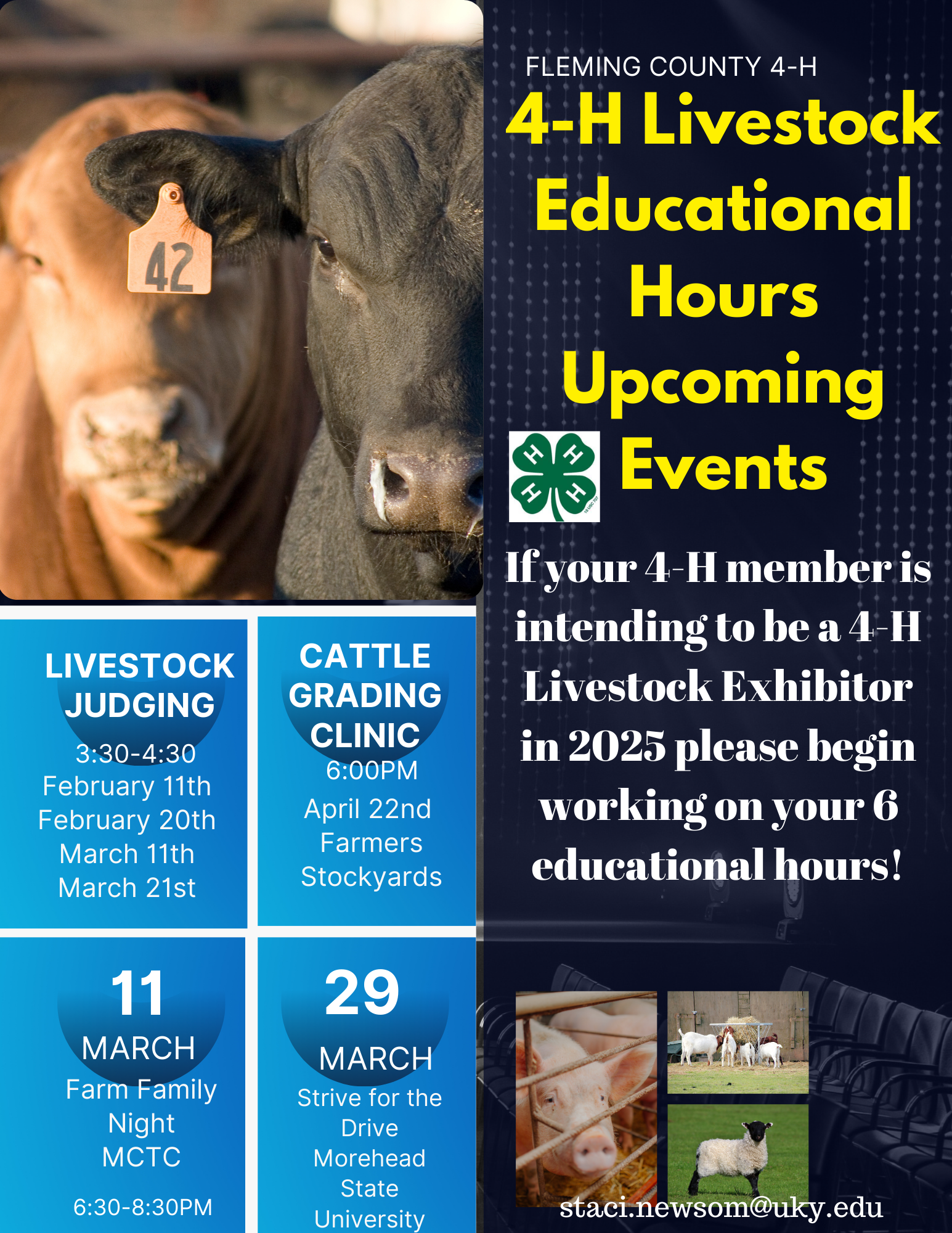 2025 4-H Livestock Hours Opportunities flyer photo