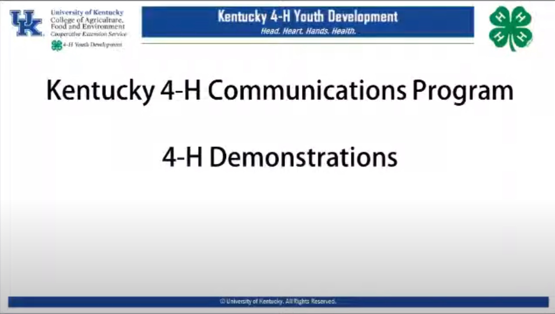 KY 4-H Communications Program 4-H Demonstrations Video