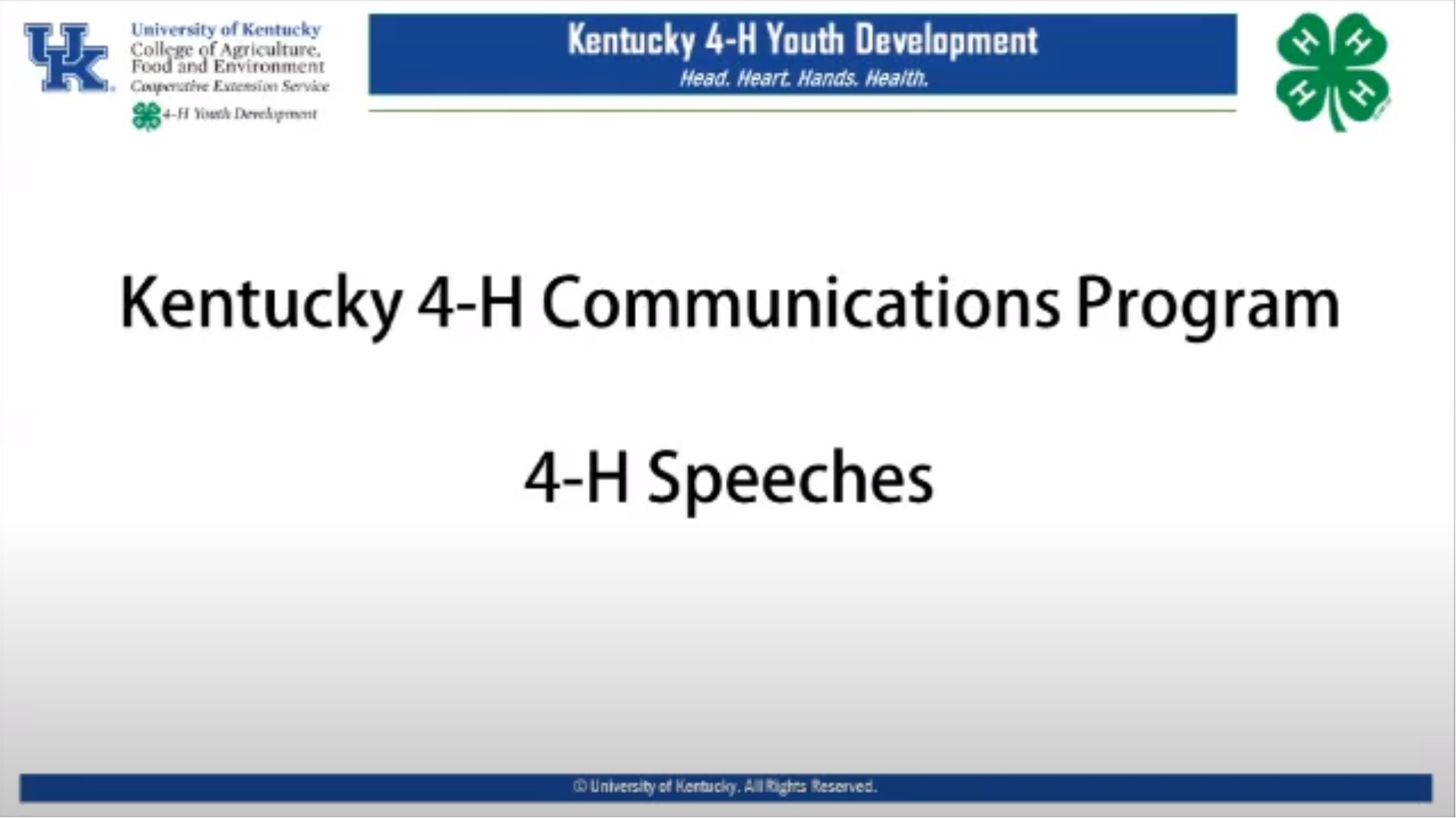 KY 4-H Communication Program 4-H Speeches Video jpeg