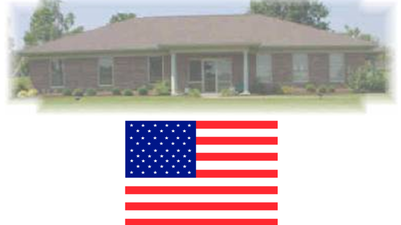 Happy Labor Day photo of office bldg and American Flag